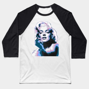 Marilyn in Blue Pop Art Portrait Baseball T-Shirt